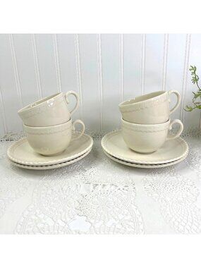 Royal Stafford Portsmouth Set of 4 Flat Cup & Saucer Fine Earthenware England